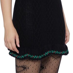 NWT Dolls Kill Snowbound Heirloom Chunky Knit Miniskirt  Festive Embroidery L